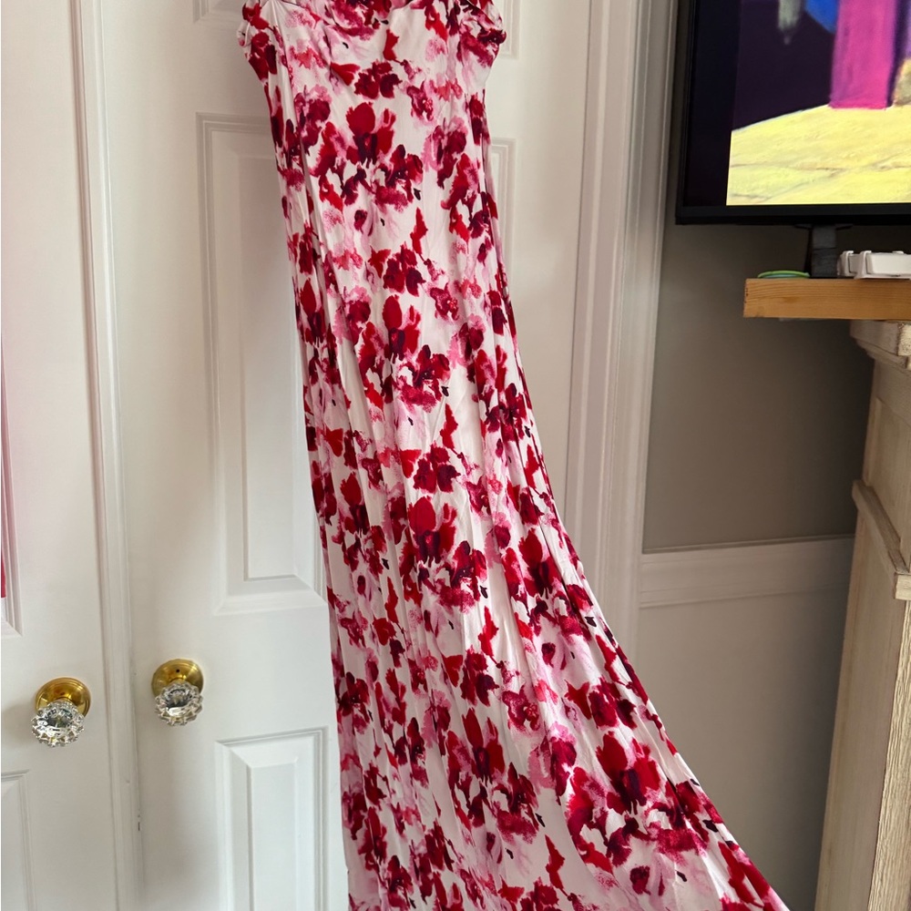 A New Day Red Strapless Midi Gown for Weddings